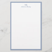 モノグラム加飾タイポグラフィダスティブルーポートレート 便箋 (正面)