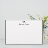 モノグラム加飾タイポグラフィブラック縁ど 便箋 (スタンド正面)