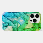 モノグラム勾配緑ティール(緑がかった色)青グラデーション抽象芸術 Case-Mate iPhoneケース (裏面 (横))