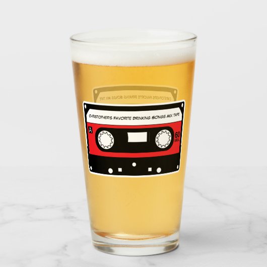 モノグラム卒業生レトロソングミックステープ タンブラーグラス (ドリンク裏面)