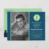 モノグラム卒業発表はがき インビテーションポストカード (正面/裏面)