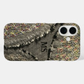 モノグラム印刷リネンルックフローラグレーパステル Case-Mate iPhoneケース (裏面 (横))