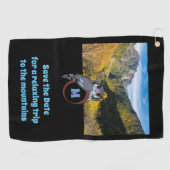 モノグラム卵の写真に営巣する不機嫌なフクロウ ゴルフタオル (横)