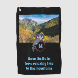 モノグラム卵の写真に営巣する不機嫌なフクロウ ゴルフタオル