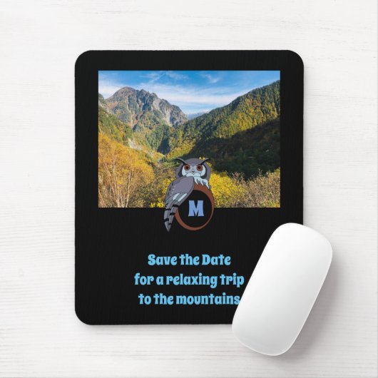 モノグラム卵の写真に営巣する不機嫌なフクロウ マウスパッド (マウス)