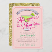 モノグラム及びマルガリータのブライダルシャワーの招待状 招待状 (正面/裏面)