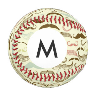 モノグラム口ひげパターン、レトロスタイル4 野球ボール