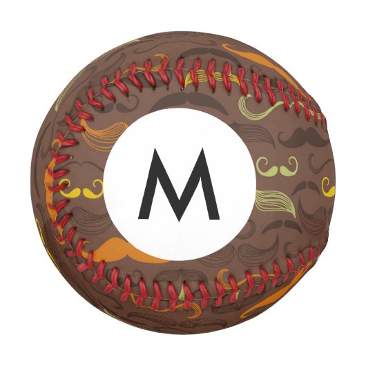 モノグラム口ひげパターン、レトロスタイル5 野球ボール (正面左)