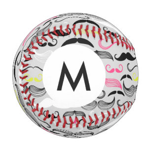 モノグラム口ひげパターン、レトロスタイル 野球ボール