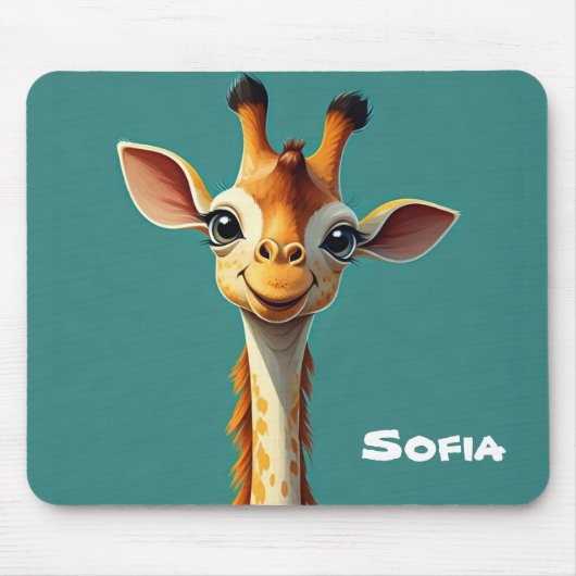 モノグラム可愛いガーリー彼女の青のためのギラフ マウスパッド (正面)