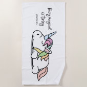 モノグラム可愛おもしろいい一角獣 ビーチタオル (正面)