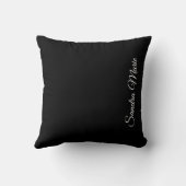 モノグラム名の基本黒無地の色 クッション (裏面)