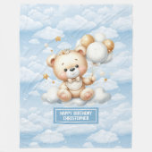 モノグラム名の最初の誕生日テディ毛布 フリースブランケット (正面)