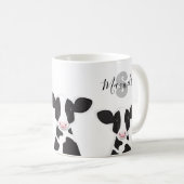 モノグラム名の牛動物 コーヒーマグカップ (正面右)