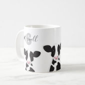 モノグラム名の牛動物 コーヒーマグカップ (正面左)