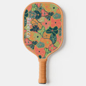 モノグラム名の追加レトロカラフル花 ピックルボールラケット (裏面)