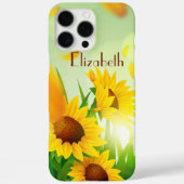 モノグラム名ひまわり花イエローグリーンフローラ Case-Mate iPhoneケース (裏面)
