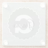 モノグラム名を持つチェッカー盤のグレースケール ガラスコースター (裏面)