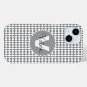 モノグラム名を持つチェッカー盤のグレースケール Case-Mate iPhoneケース (裏面 (横))