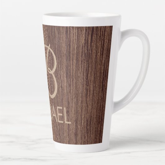 モノグラム名を持つ木目パーソナライズされた材 カフェラテマグ (右)
