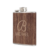 モノグラム名を持つ木目パーソナライズされた材 フラスク (左)