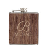 モノグラム名を持つ木目パーソナライズされた材 フラスク (正面)