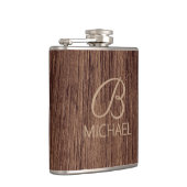 モノグラム名を持つ木目パーソナライズされた材 フラスク (右)