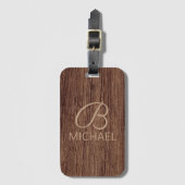 モノグラム名を持つ木目パーソナライズされた材 ラゲッジタグ (正面縦)