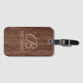 モノグラム名を持つ木目パーソナライズされた材 ラゲッジタグ (正面横)