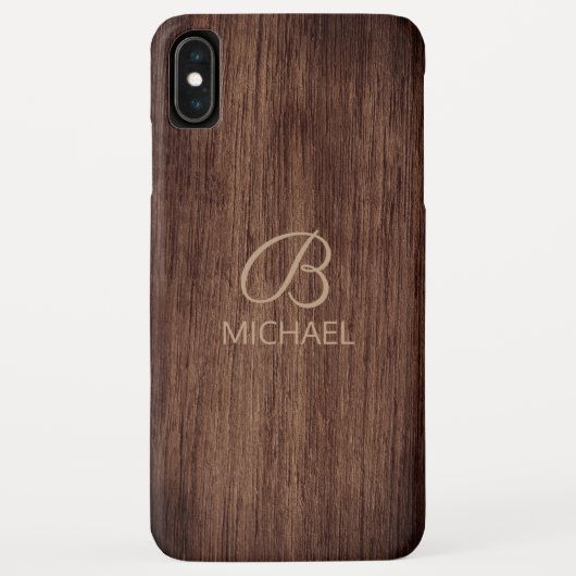 モノグラム名を持つ木目パーソナライズされた材 Case-Mate iPhoneケース (裏面)