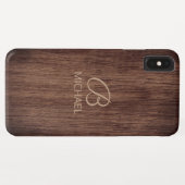 モノグラム名を持つ木目パーソナライズされた材 Case-Mate iPhoneケース (裏面(横))