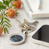 モノグラム名アガテネイビーブルー金ゴールドキーチェーン キーホルダー (側面)