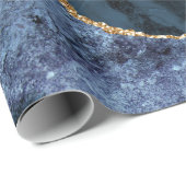 モノグラム名アガテネイビーブルー金ゴールド大理石ギフト ラッピングペーパー (ロールコーナー)