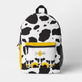 モノグラム名アニマルカウヒマワリ プリントバックパック (正面)