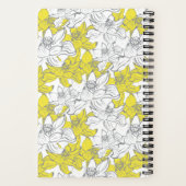 モノグラム名イエローグレーホワイトフローラ花 ノートブック (裏面)