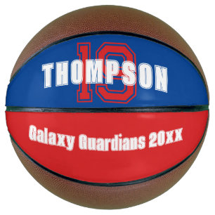 モノグラム名イニシャルまたはナンバーチーム青い赤 バスケットボール