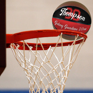 モノグラム名イニシャルまたはナンバーチーム黒赤 バスケットボール