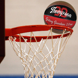 モノグラム名イニシャルまたはナンバーチーム黒赤 バスケットボール