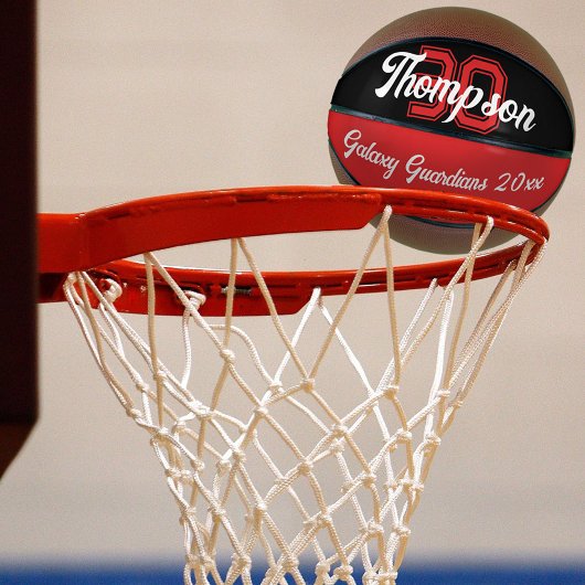 モノグラム名イニシャルまたはナンバーチーム黒赤 バスケットボール