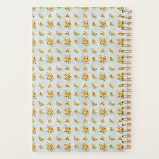 モノグラム名イニシャルイエローグリーンフローラ プランナー手帳 (裏面)