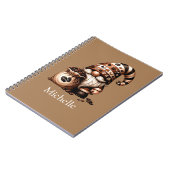 モノグラム名イニシャルコーヒー格言ブラウンホワイト ノートブック (左側)