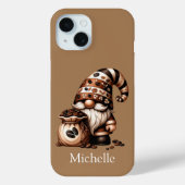 モノグラム名イニシャルコーヒー格言ブラウンホワイト Case-Mate iPhoneケース (裏面)