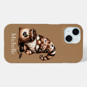 モノグラム名イニシャルコーヒー格言ブラウンホワイト Case-Mate iPhoneケース (裏面 (横))