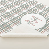 モノグラム名イニシャルセージピンクプレイドパターン シェルパブランケット (3/4)