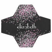 モノグラム名イニシャルブラックピンクシルバーグリッター サッカーボール (フラット)