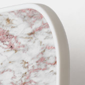 モノグラム名イニシャルホワイトグレー金ゴールドピンクマーブル ピックルボールラケット (左詳細)