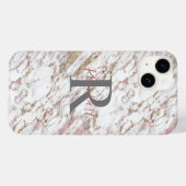 モノグラム名イニシャルホワイトグレー金ゴールドピンクマーブル Case-Mate iPhoneケース (裏面 (横))