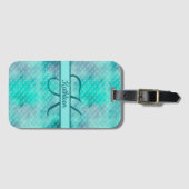 モノグラム名イニシャルマーメイドブルーパープルグリーン ラゲッジタグ (正面横)