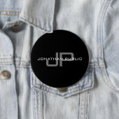 モノグラム名イニシャルレターブラックテンプレート巨大 缶バッジ (インサイチュ)