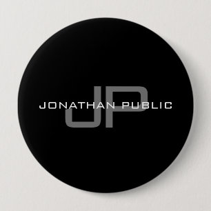 モノグラム名イニシャルレターブラックテンプレート巨大 缶バッジ